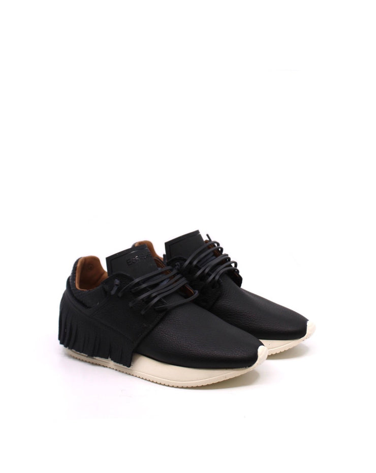 Esseutesse Black Leather Fringe Sneaker - Dear Lucy