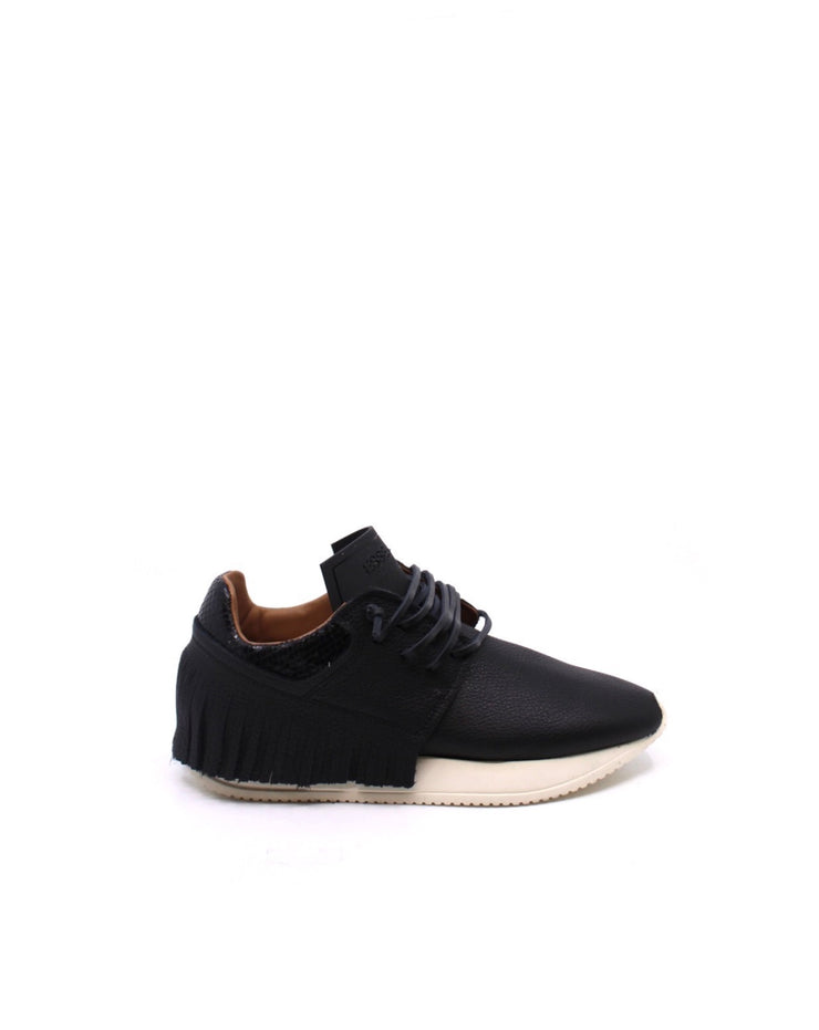 Esseutesse Black Leather Fringe Sneaker - Dear Lucy