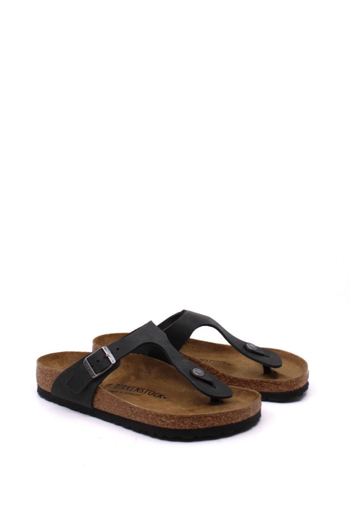 Birkenstock Gizeh Black Oiled Leather - Dear Lucy