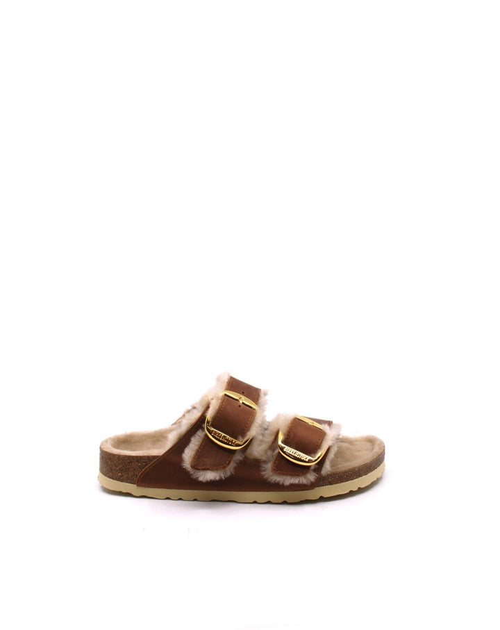 Birkenstock Arizona Big Buckle Shearling Cognac Narrow - Dear Lucy