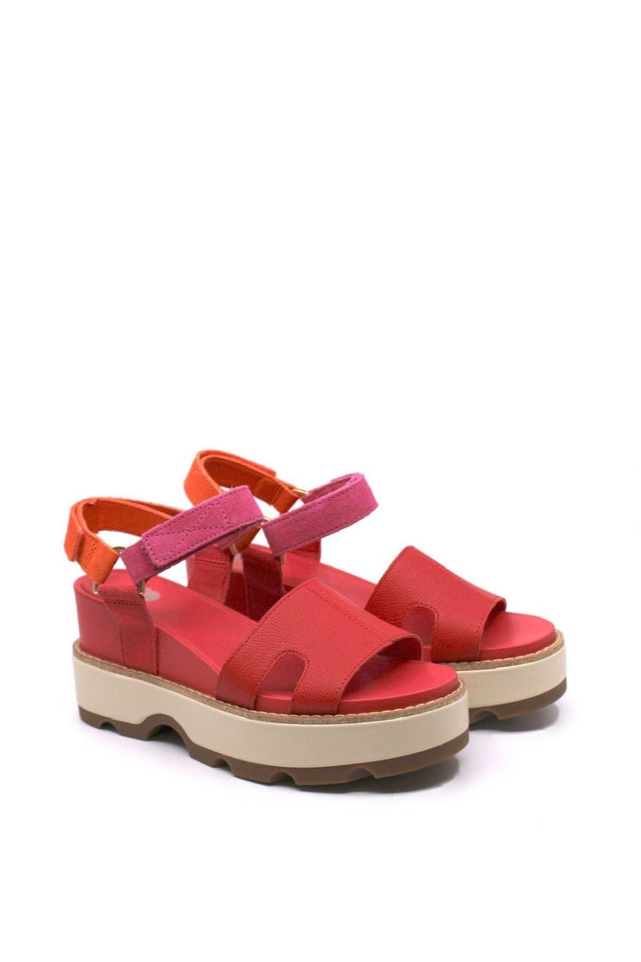 Sorel Joanie IV Ankle Strap Wedge Red Glo/Honey White - Dear Lucy