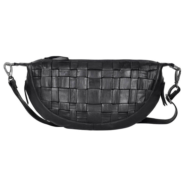 100% Full-grain leather handcrafted by artisans in South America and India. Every hide is unique so you will notice natural variations in the grain texture and shading which are hallmarks of high-quality. Designed for lefties and righties, can be worn as a sling, crossbody, or shoulder bag 1” wide adjustable crossbody strap, 20” max – 10”min drop Top zip entry with leather pull + 2 side zip pockets Interior features organizer with 4 credit card slots, 3 pen holders, zip pocket, and 2 open pockets Cotton Twi