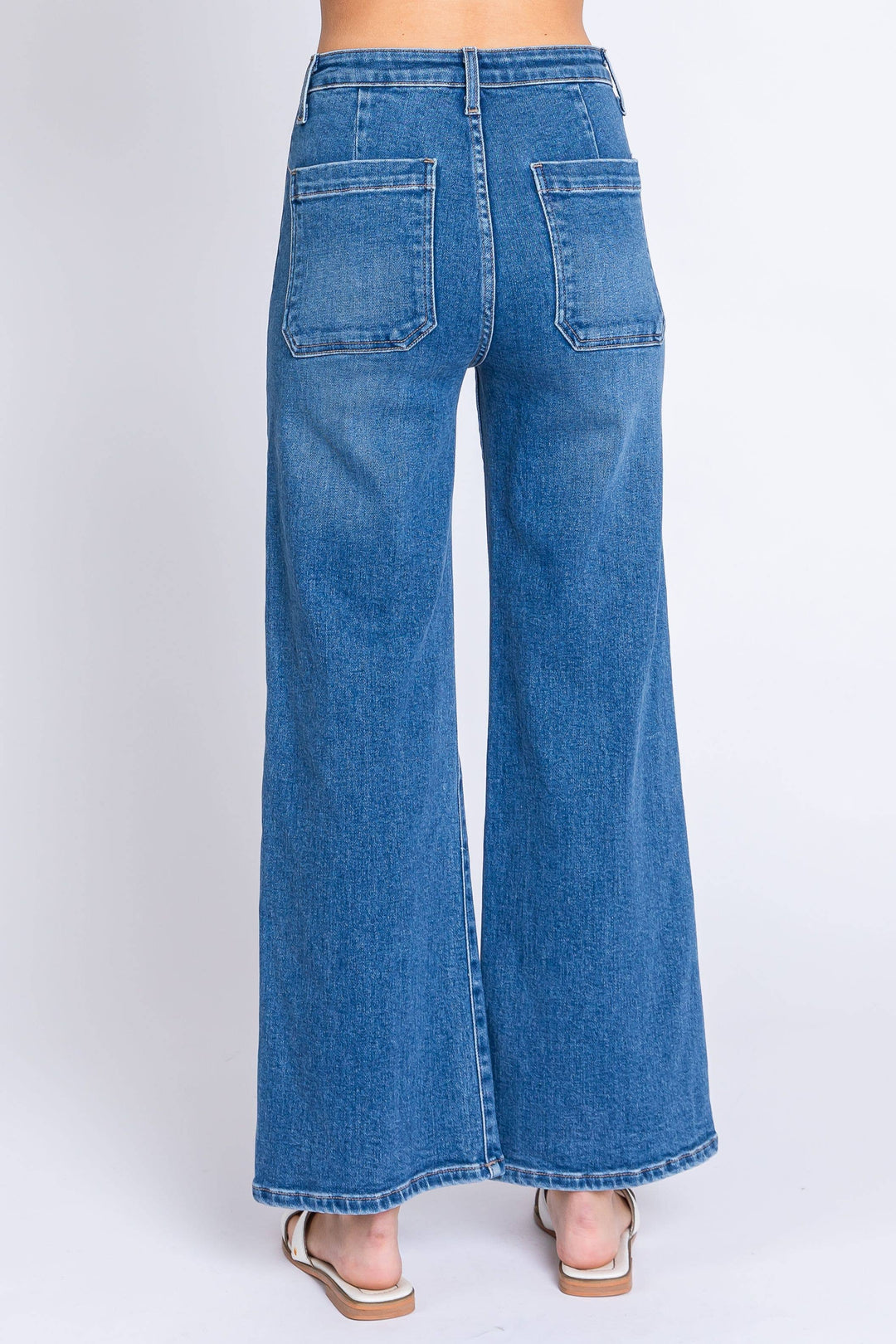 medium wash, high waist and a wide-leg denim 