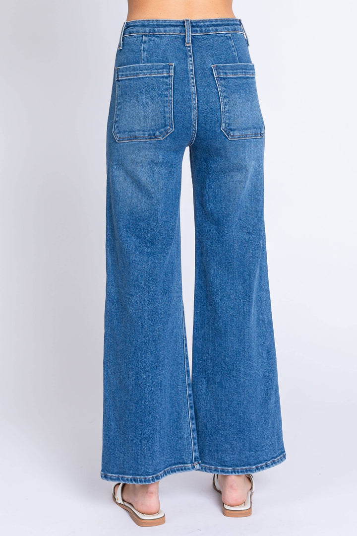 medium wash, high waist and a wide-leg denim 