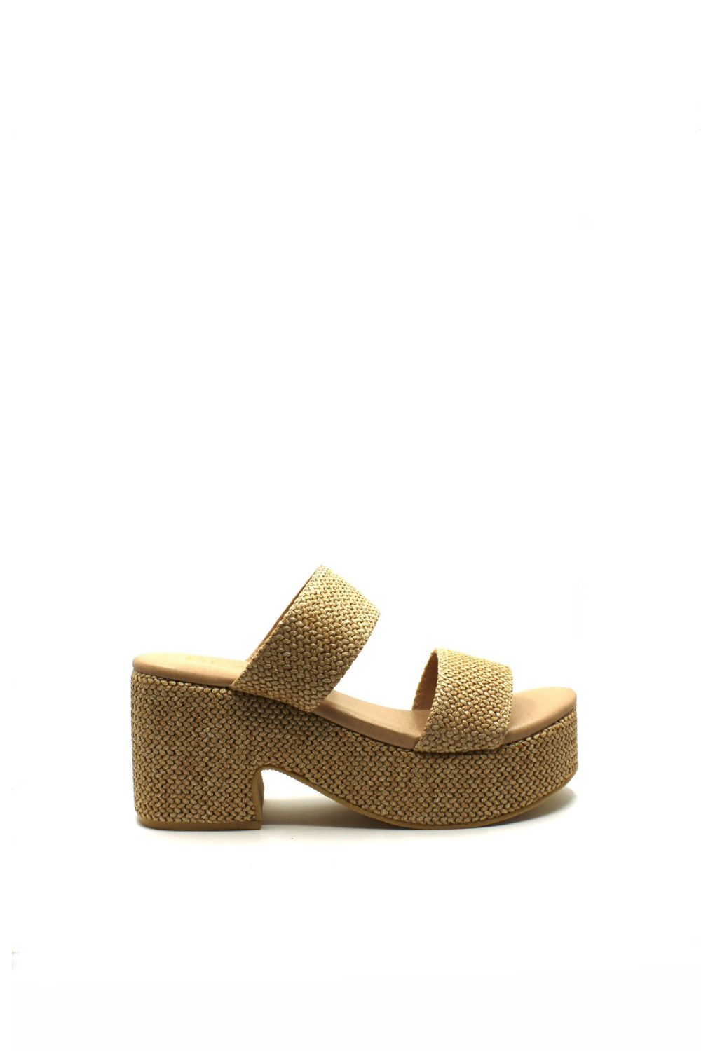 Beige cork sandal on a white background