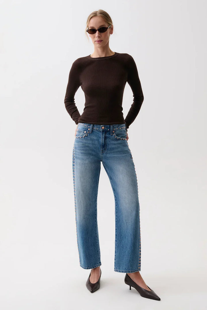 Pistola Lexi Mid Rise Bowed Straight Jean – Star Studded