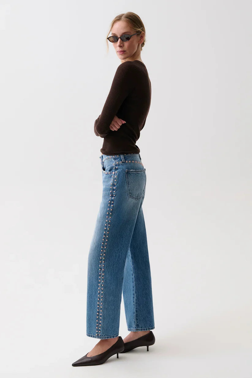 Pistola Lexi Mid Rise Bowed Straight Jean – Star Studded