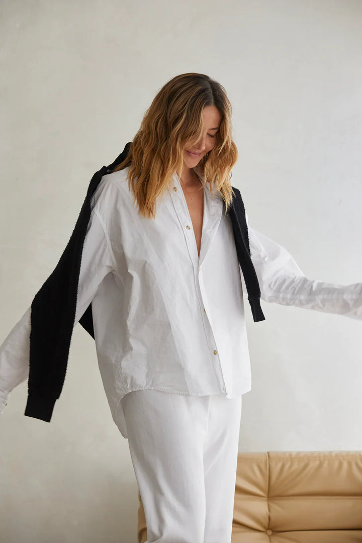 Perfectwhitetee James Shirt front view- Dear Lucy classic white button-up