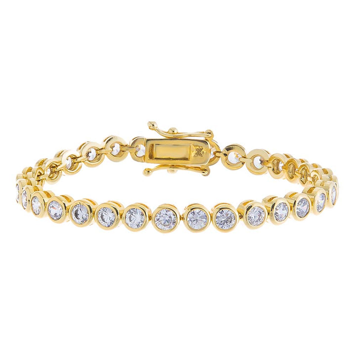 Gold bracelet with diamond beads on a white background