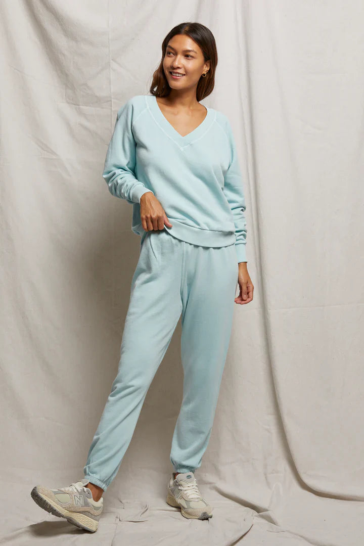 Perfectwhitetee Johnny French Terry Sweatpant in Iced Aqua - Dear Lucy