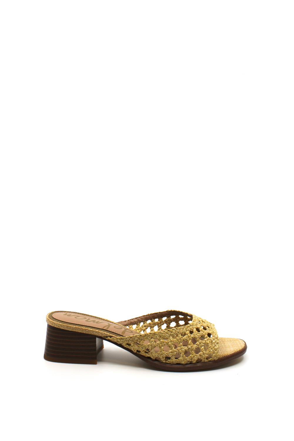 raffia open-toe sandal with a wood block heel 