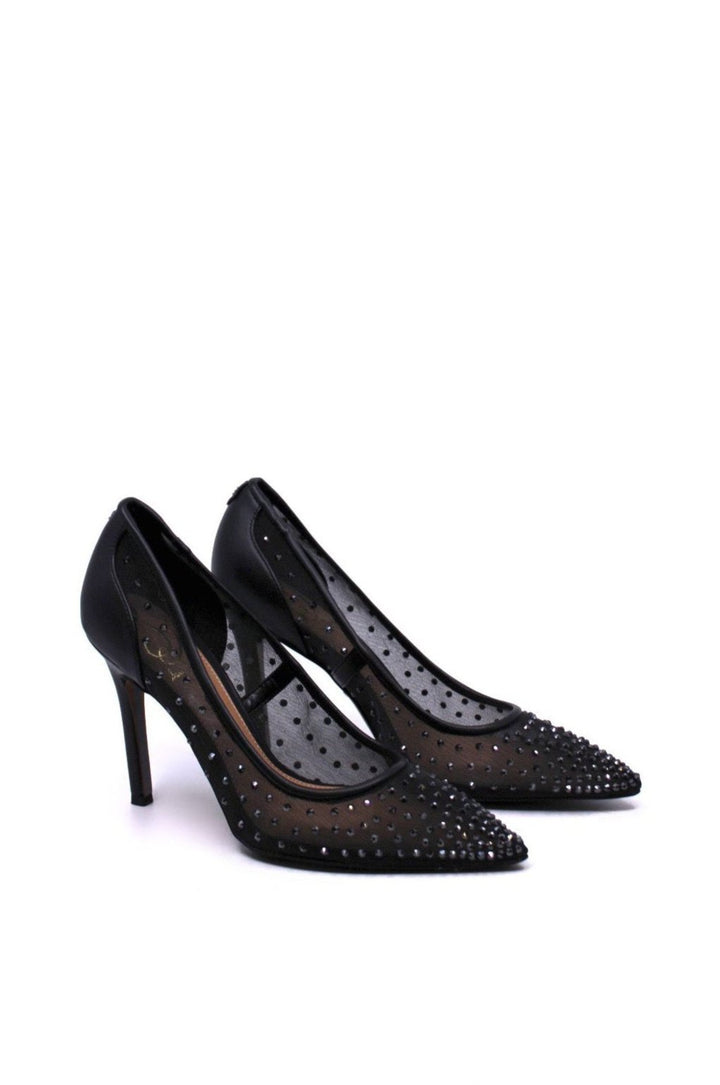 Sam Edelman Hazel Mesh Black - side view Dear Lucy a playful twist on our classic pump featuring a cool mesh upper and sparkling crystal accents,