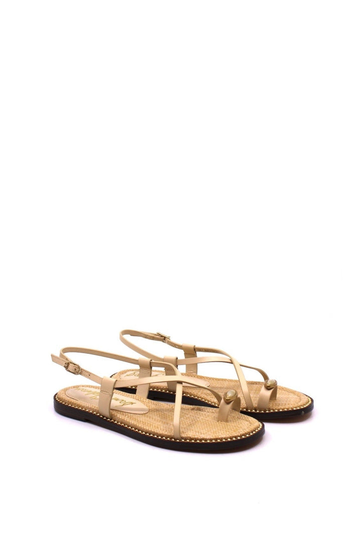 Sam Edelman Tenly Sand side view- Dear Lucy The Tenly boasts a stylish strappy design and cool toe strap, perfect for dressing up or down.