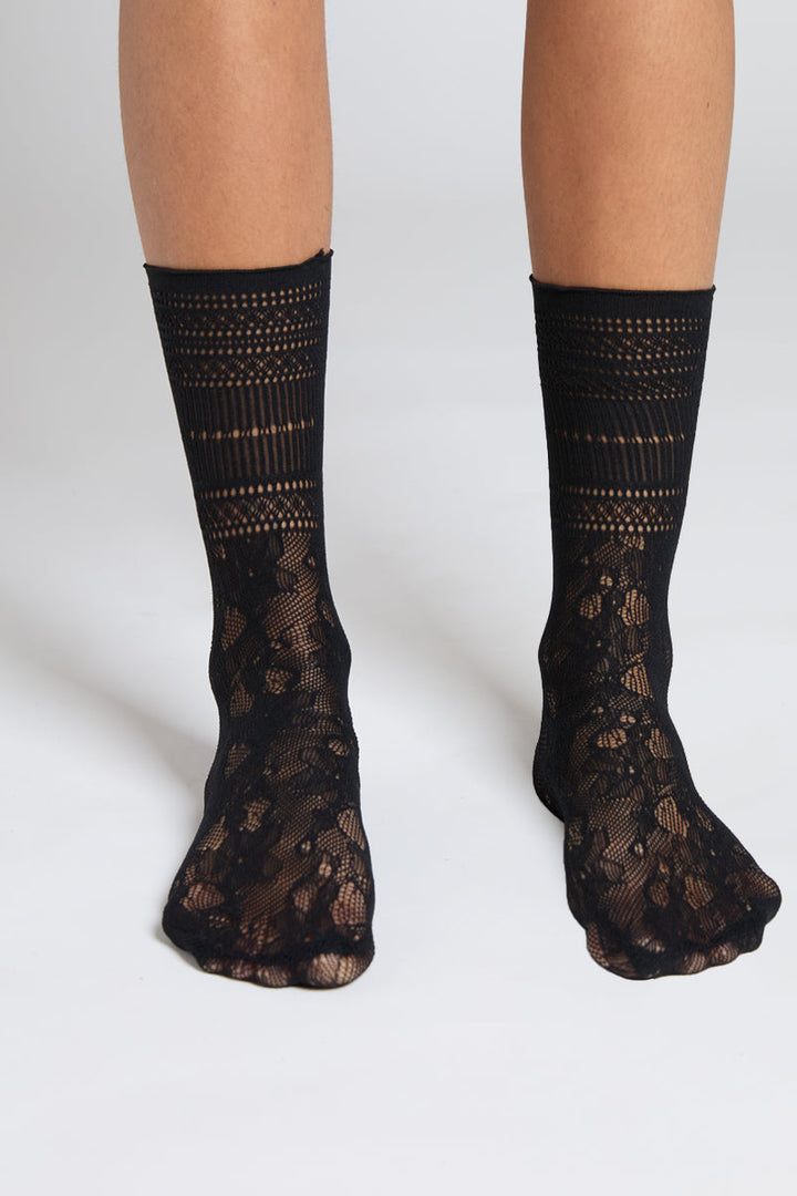 Stems Peony Lace Crew Socks