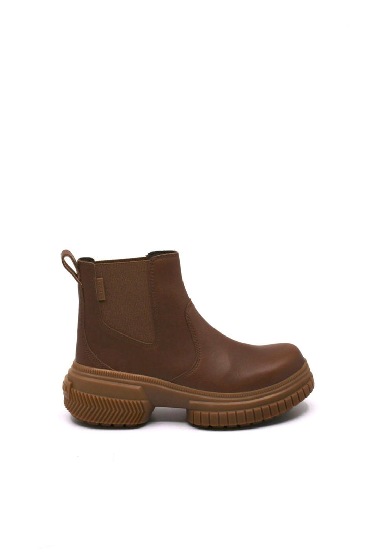 Sorel ONA Ave Chelsea Boot Velvet Tan/Gum - Dear Lucy platform lug sole chelsea all weather boot featuring tan waterproof leather upper and eva slip resistant bottom 