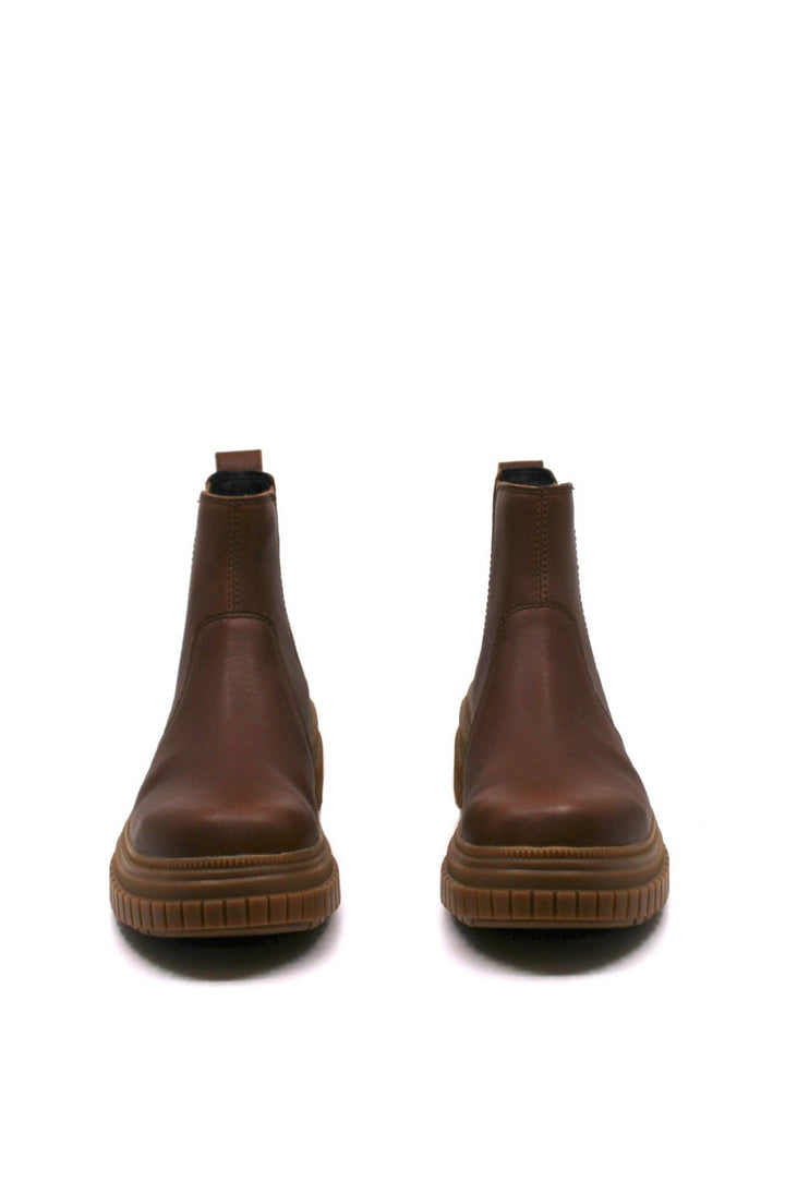 Sorel ONA Ave Chelsea Boot Velvet Tan/Gum - Dear Lucy platform lug sole chelsea all weather boot featuring tan waterproof leather upper and eva slip resistant bottom 