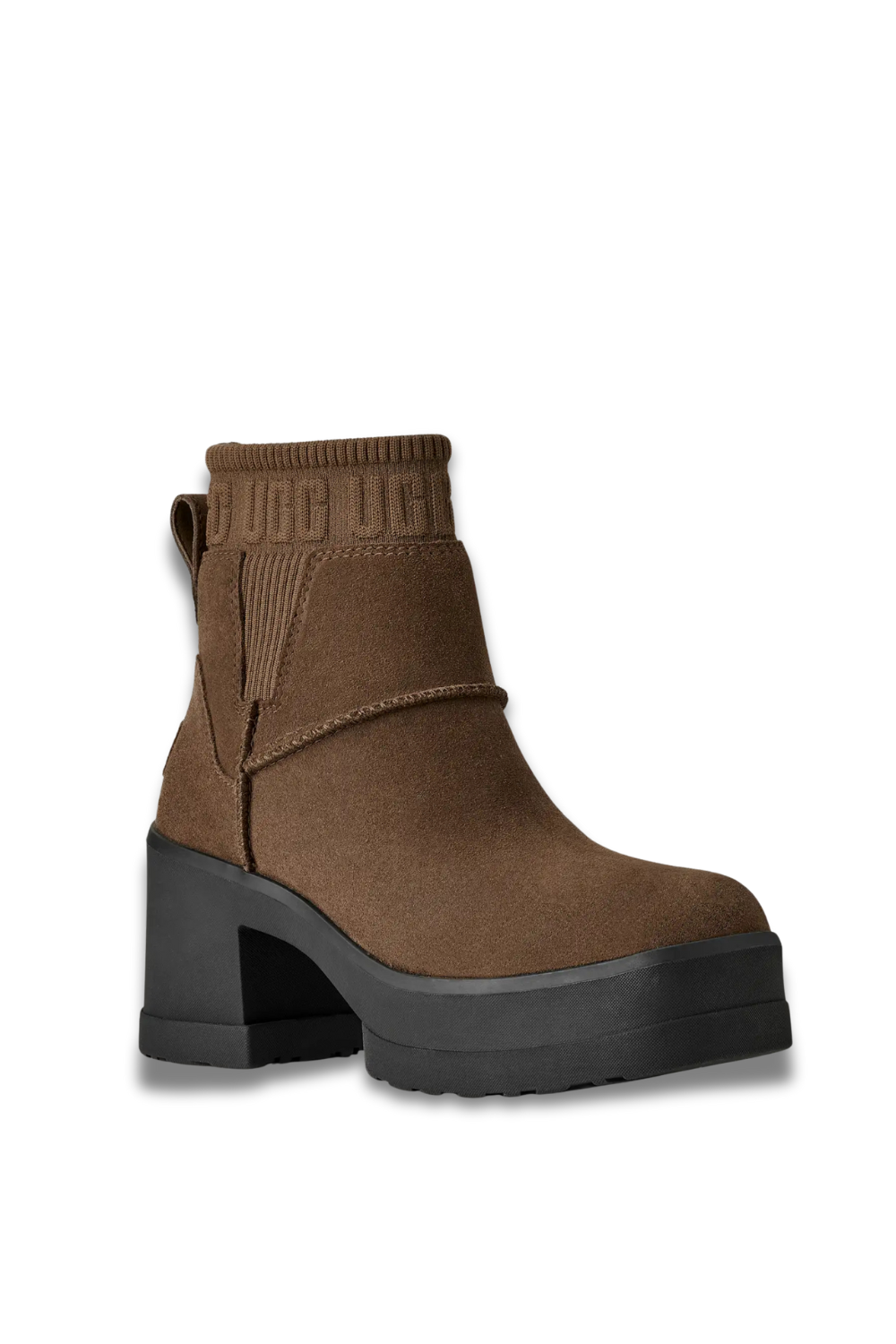 UGG moxy Chelsea boot featuring Brown suede with a chunky black sole 