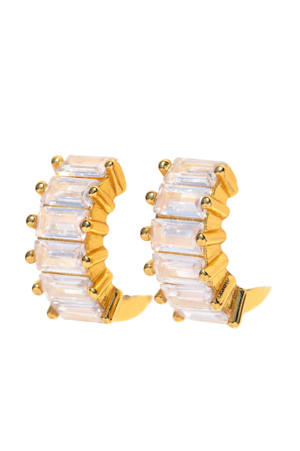 Girls Crew Bling Baguette Huggie Hoop Earrings - Dear Lucy