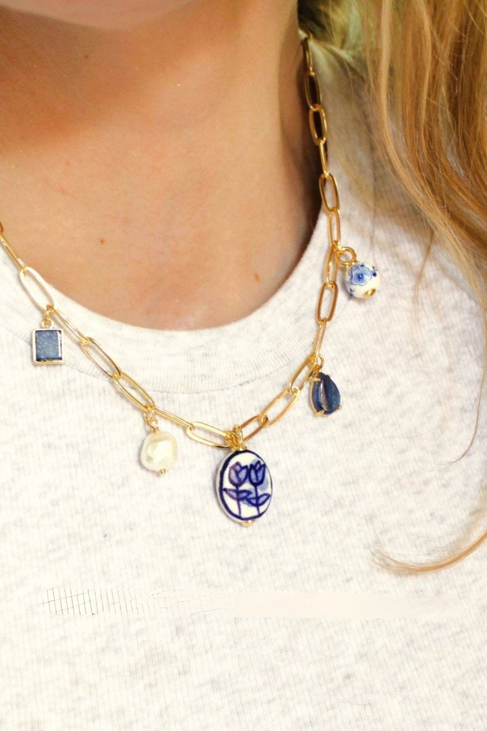 Silver Wren Flower Multi Charm Necklace - Dear Lucy