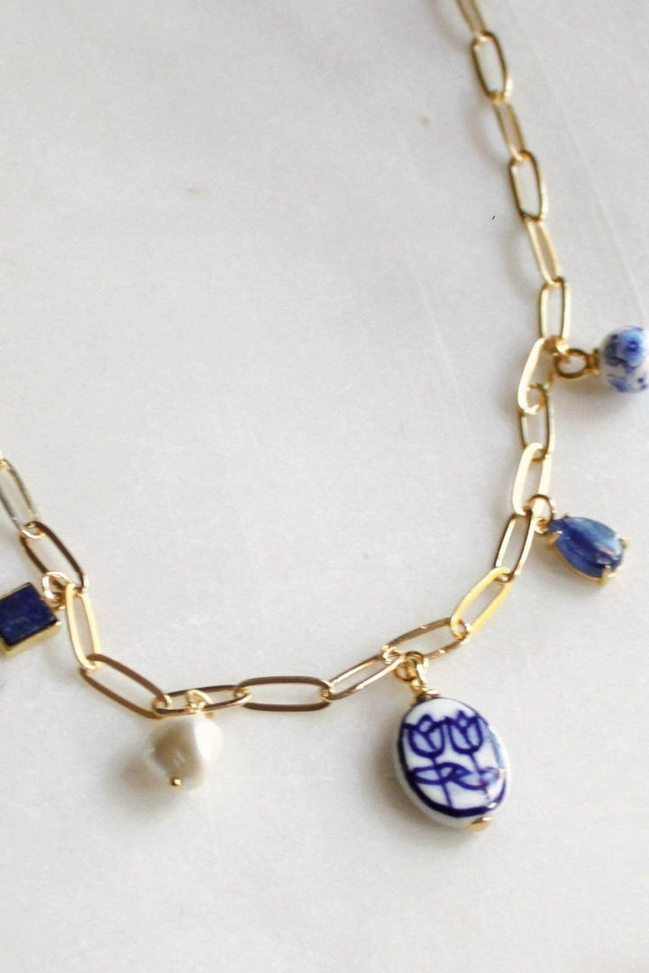 Silver Wren Flower Multi Charm Necklace - Dear Lucy