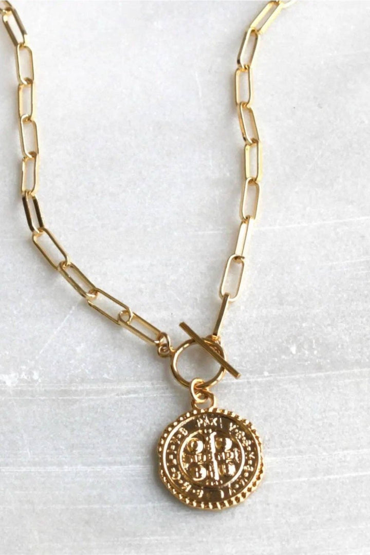 Silver Wren Gold Coin Toggle Necklace - Dear Lucy