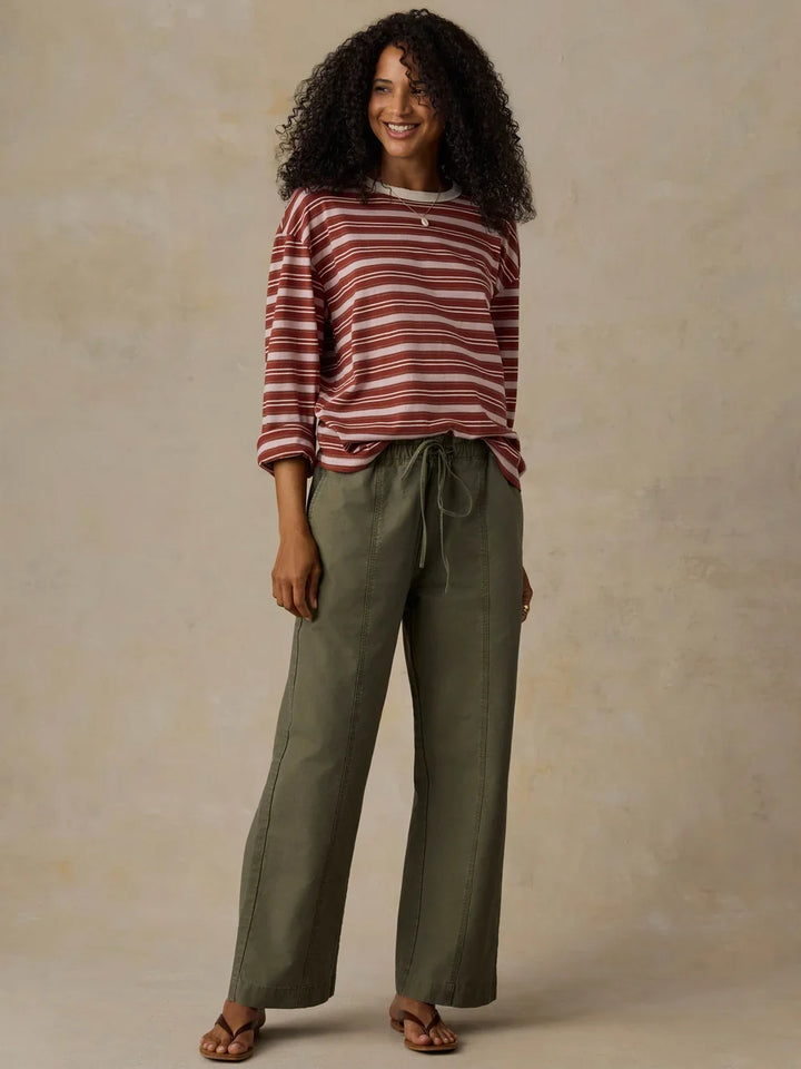 Faherty Sunwashed Long Sleeve Retro Tee – Rosewood Stripe