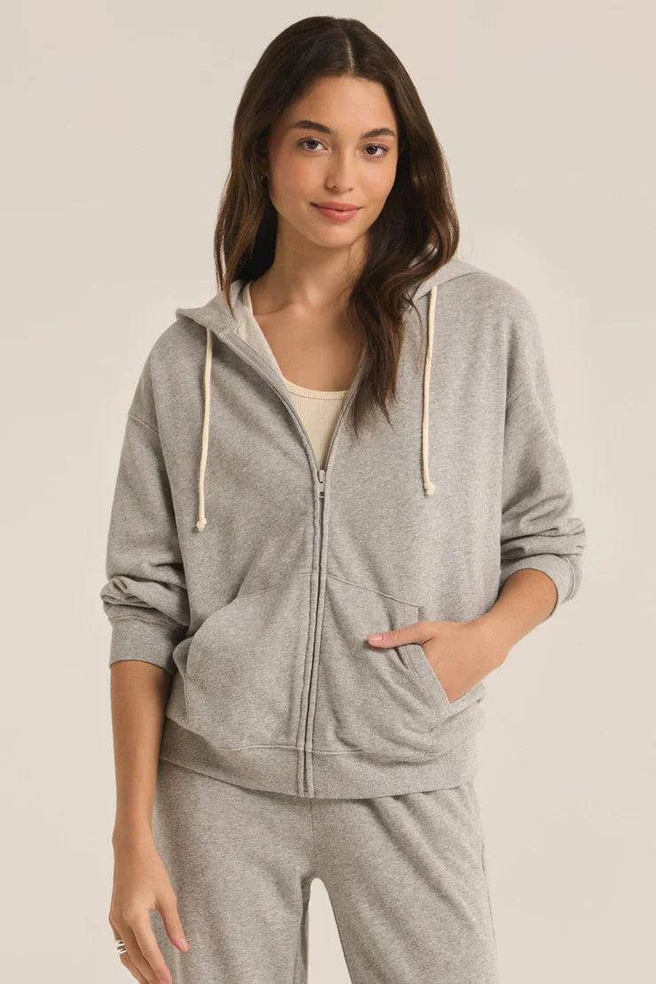 Z Supply Academy Zip Up Hoodie in Heather Grey - Dear Lucy