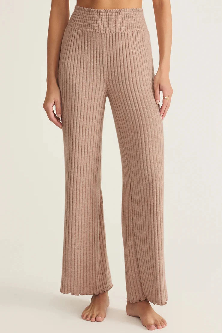 Z Supply Dawn Lux Rib Pant in Iced Coffee - Dear Lucy