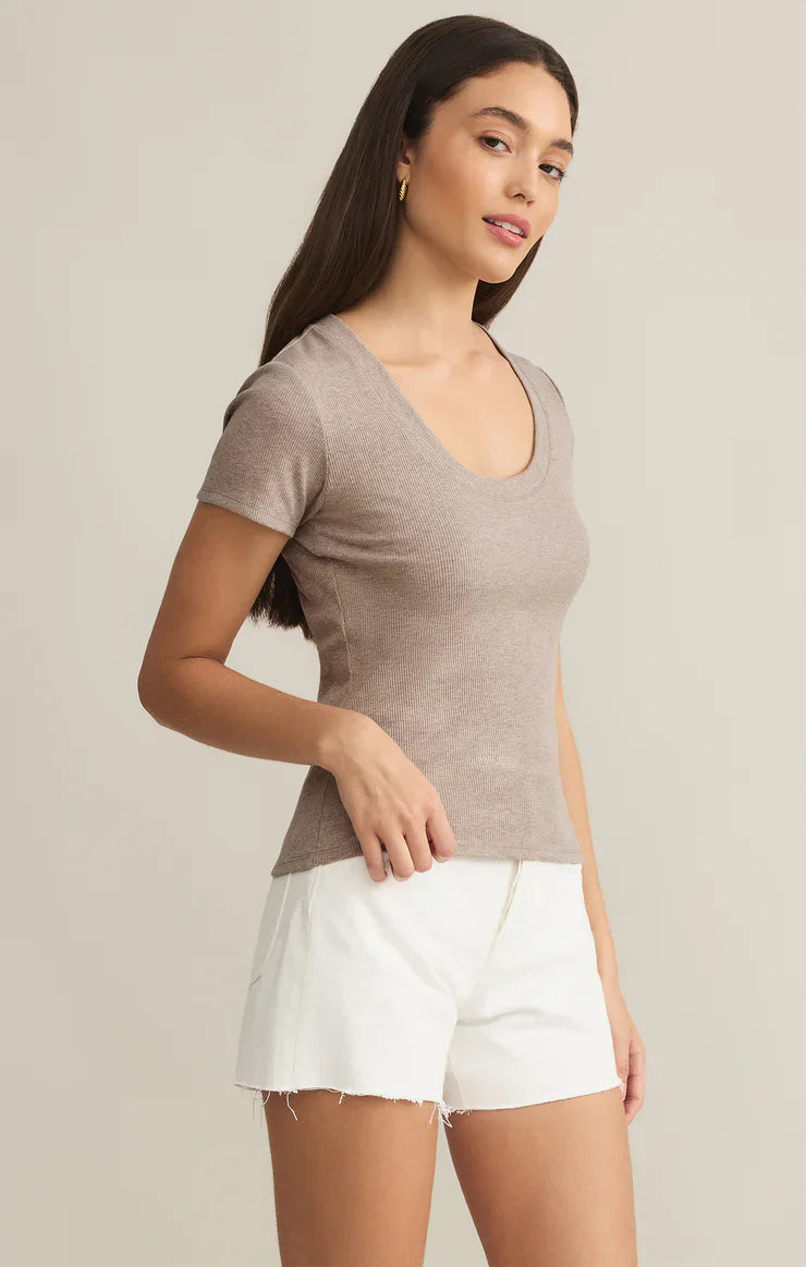 Z Supply Sirena Short Sleeve Rib Tee - Dear Lucy