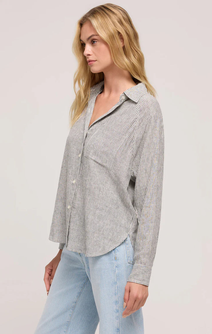Z Supply The Perfect Linen Top – Sea Salt - Dear Lucy