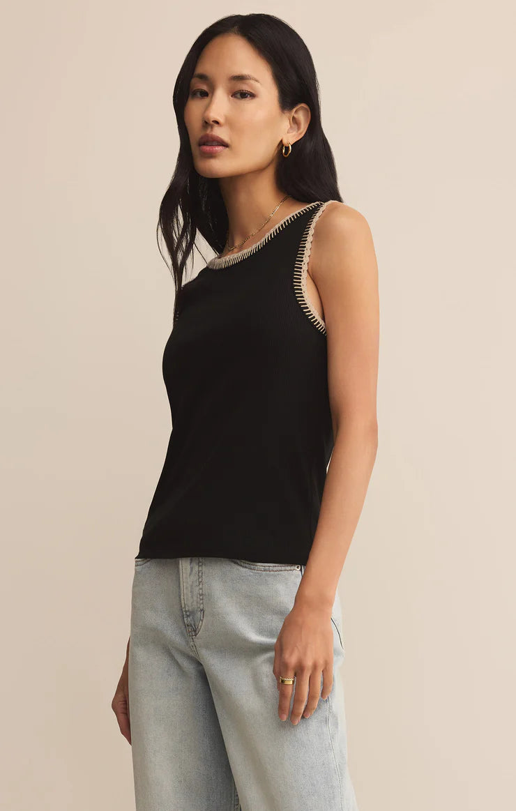 Z Supply Social Whipstitch Tank – Black