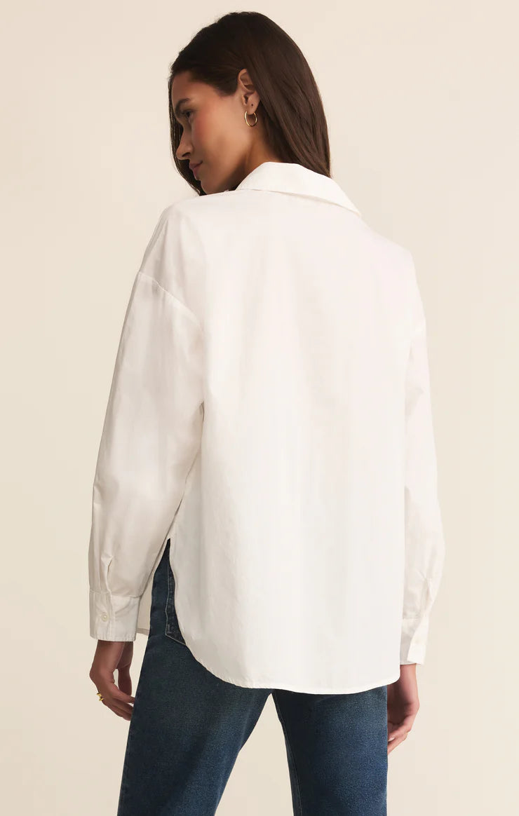 Z Supply Elevated Poplin Button Up – White - Dear Lucy