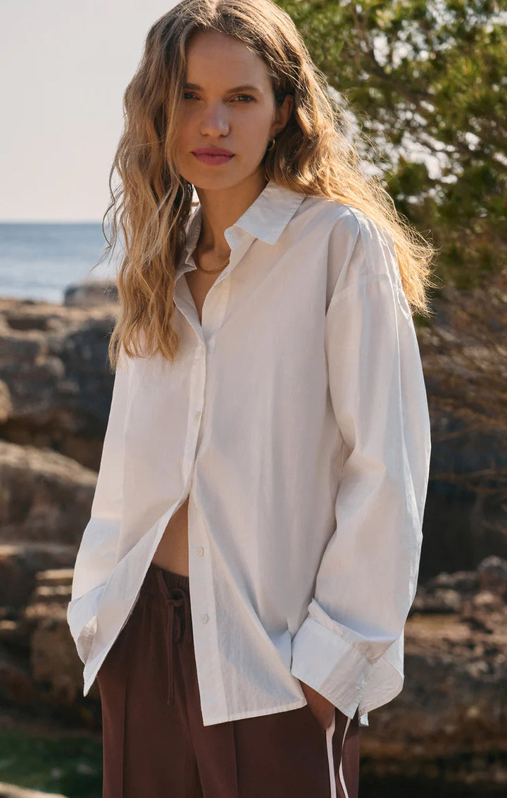 Z Supply Elevated Poplin Button Up – White - Dear Lucy