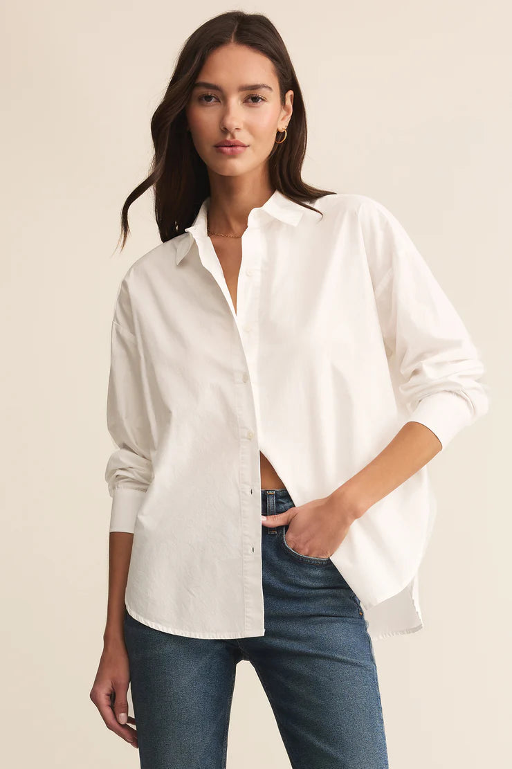 Z Supply Elevated Poplin Button Up – White - Dear Lucy