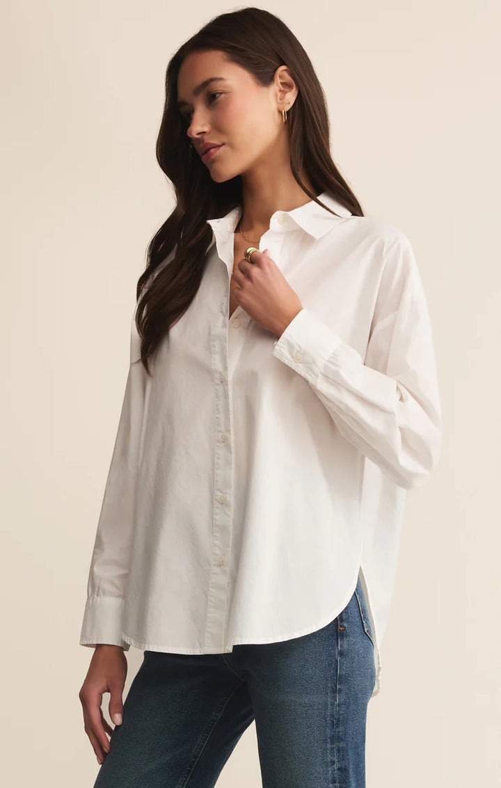 Z Supply Elevated Poplin Button Up – White - Dear Lucy