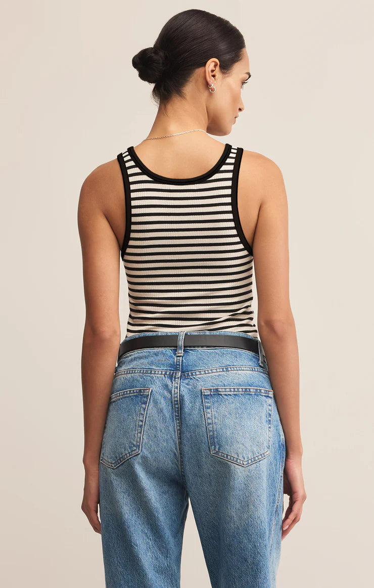 Z Supply Classic Striped Scoop Tank – Black