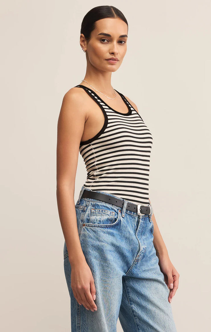 Z Supply Classic Striped Scoop Tank – Black