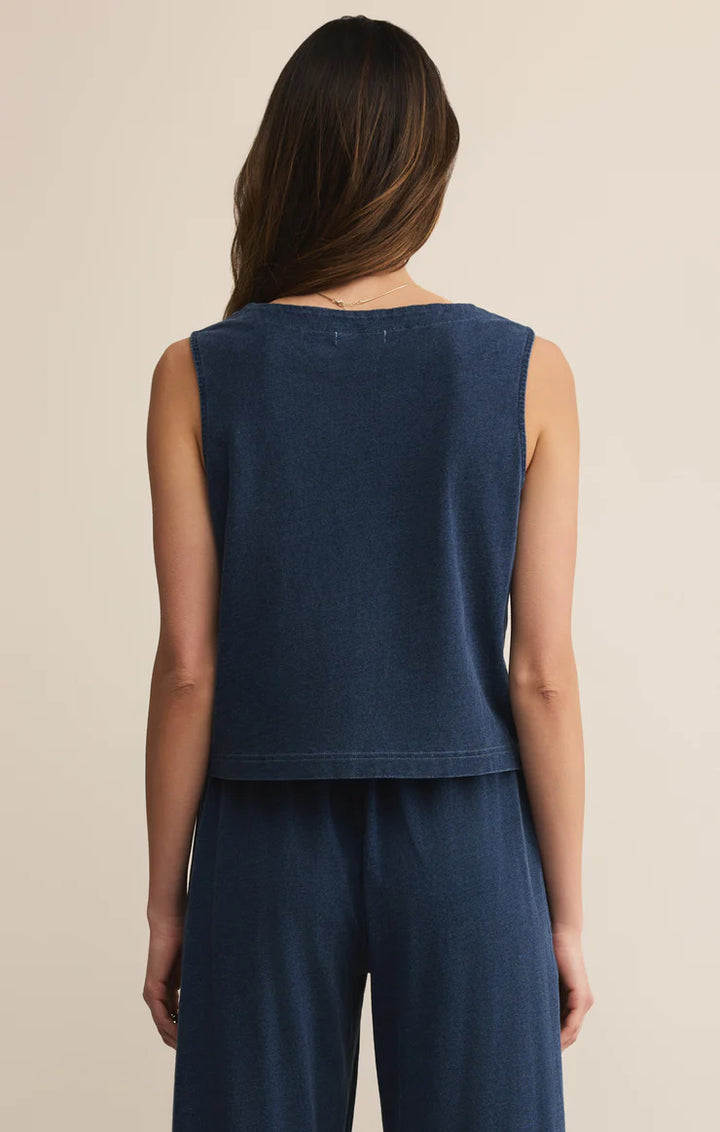 Z Supply Solace Jersey Denim Top – Indigo - Dear Lucy