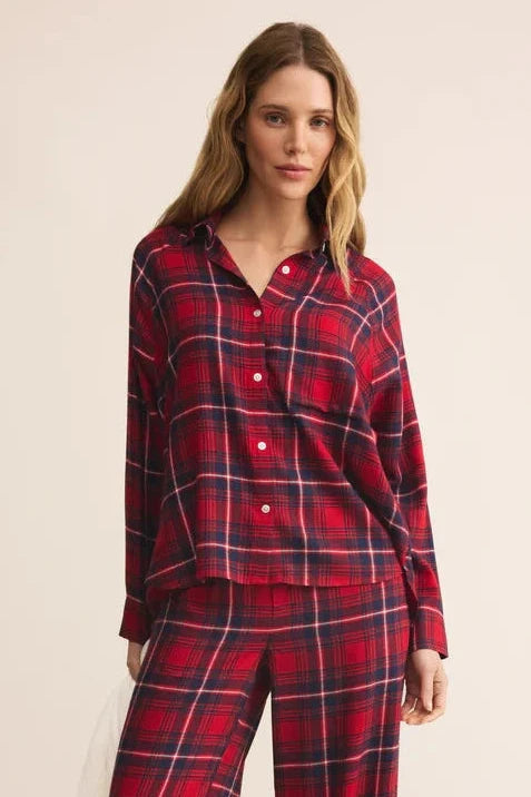 Z Supply River Plaid Button Up Red - Dear Lucy