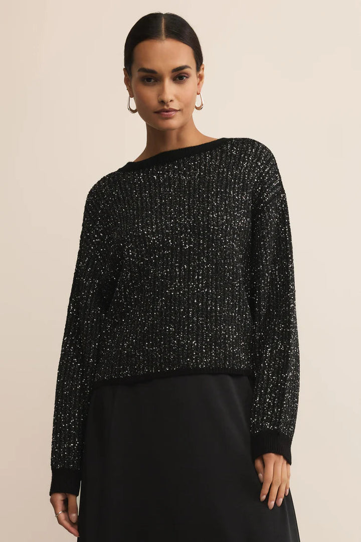 Z Supply Gleam Sequin Sweater Black