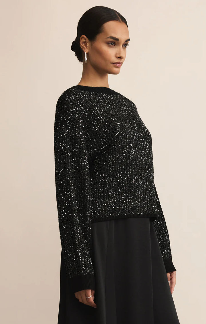 Z Supply Gleam Sequin Sweater Black