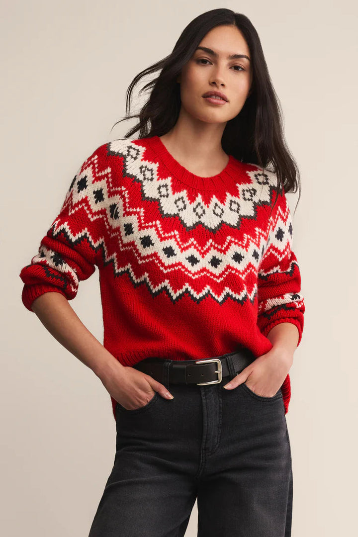 Z Supply Adornment Sweater Festive Red