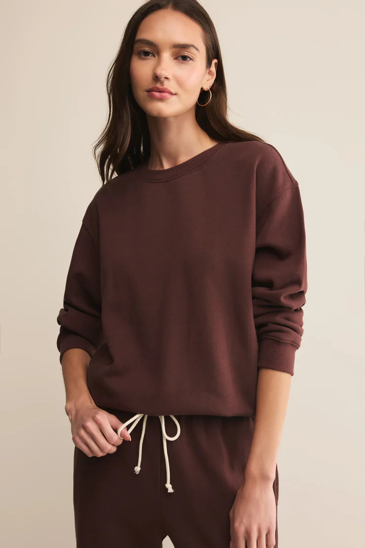 Z supply crew neck sweatshirt in sandalwood
