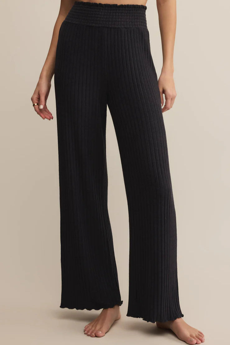 black smocked ribbed lounge pant by z supply 