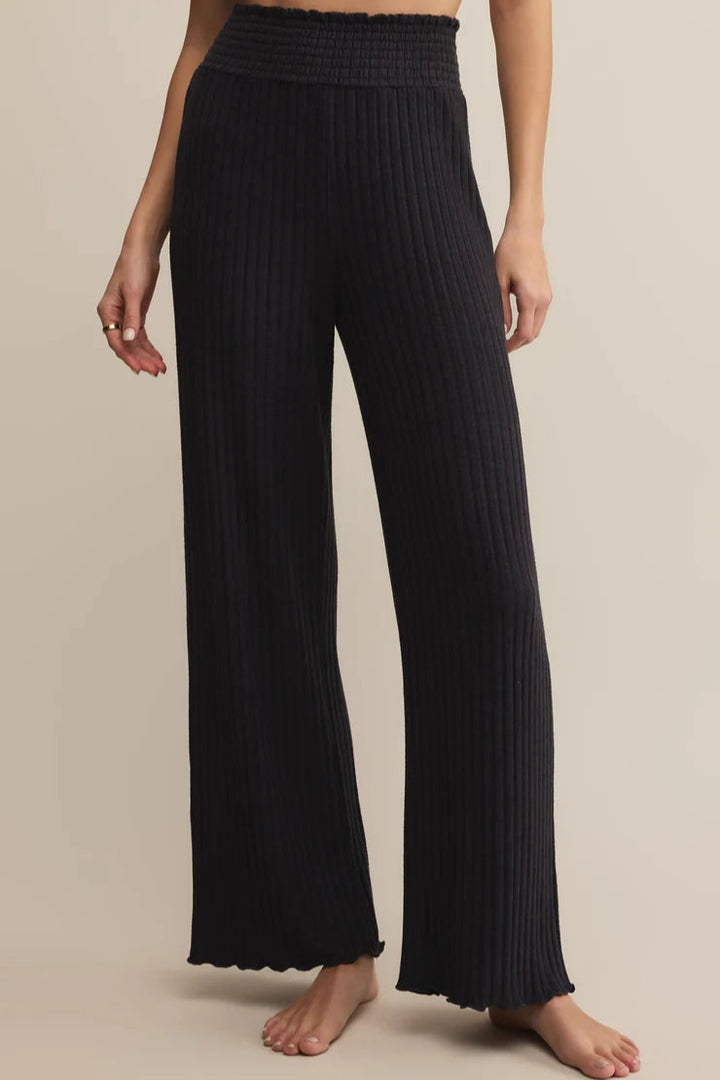 black smocked ribbed lounge pant by z supply 