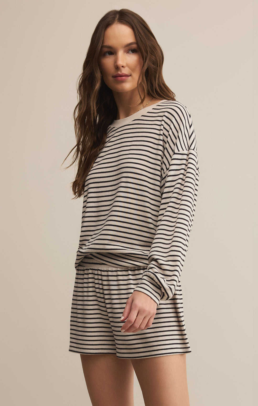 matching white and black striped lounge set by z supply 