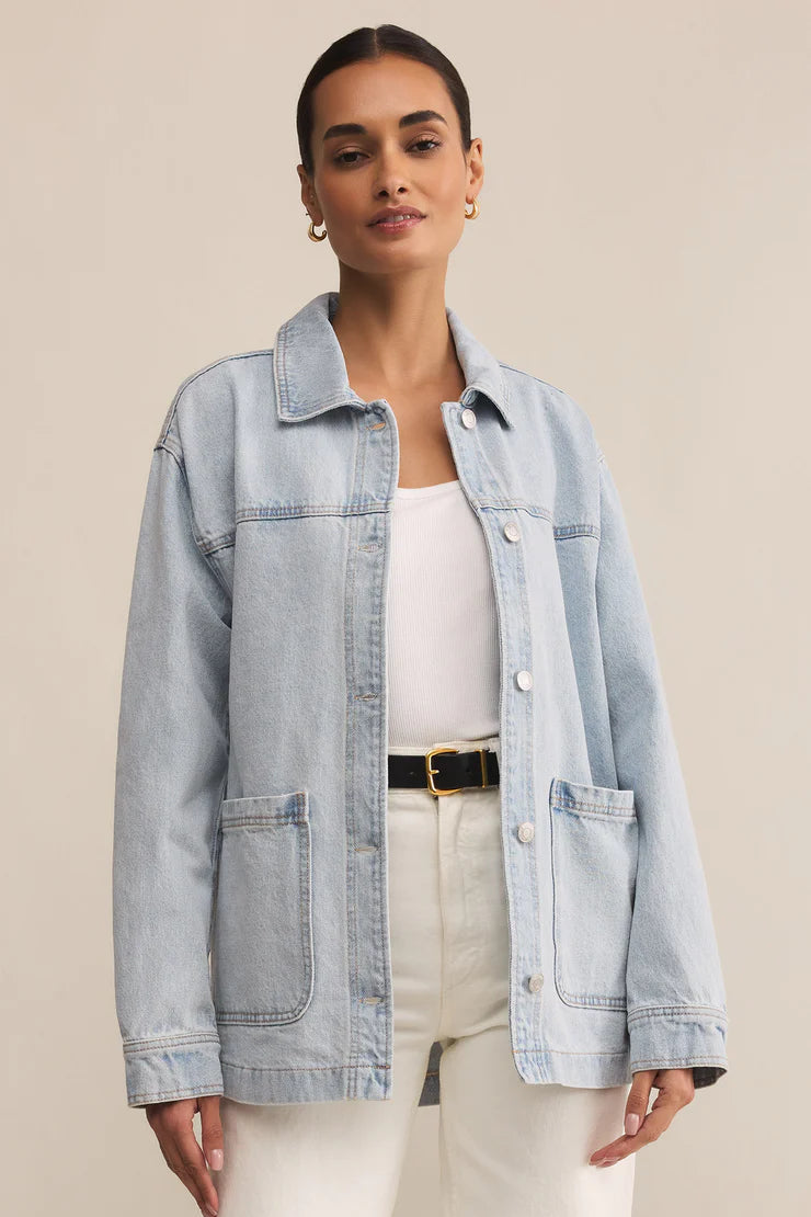 Z supply button up long sleeve denim jacket