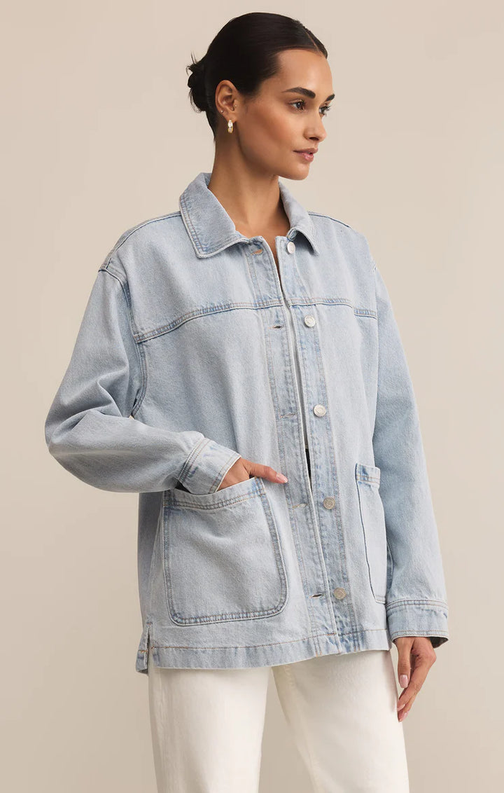 Z supply button up long sleeve denim jacket