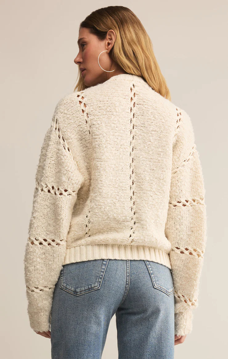 Knitted zip up cardigan in cream 
