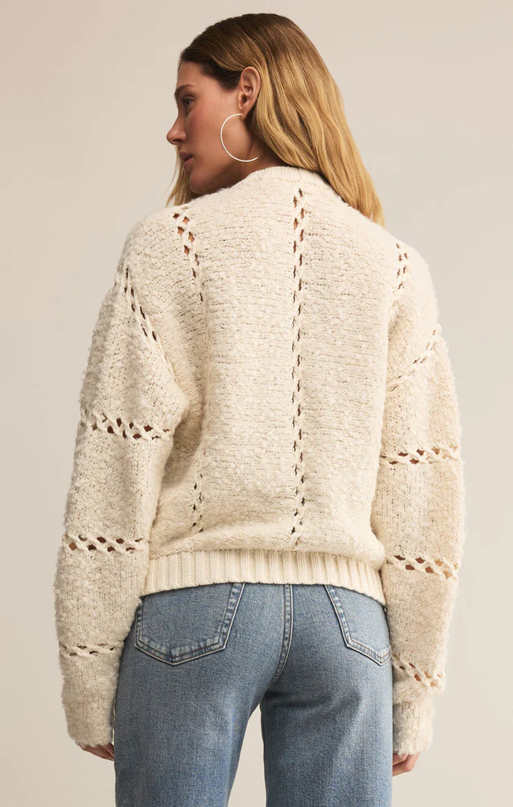 Knitted zip up cardigan in cream 